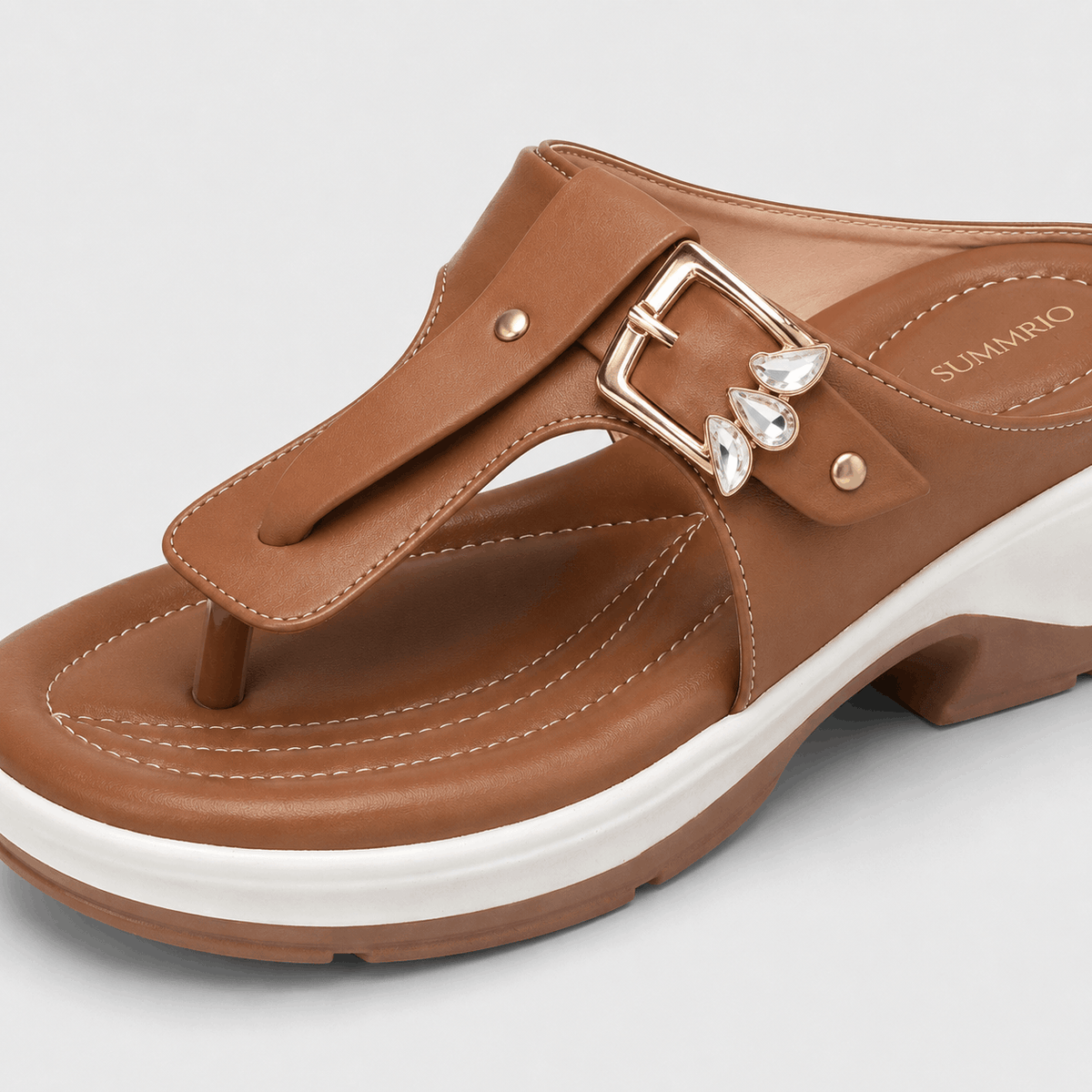 Walnut Buckle Comfort Sandals in Walnut Brown - view 5