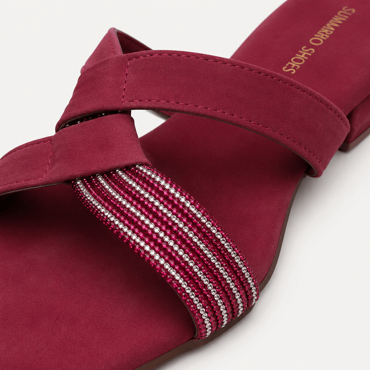 Berry Cross Strap Slides in Berry Pink - view 3