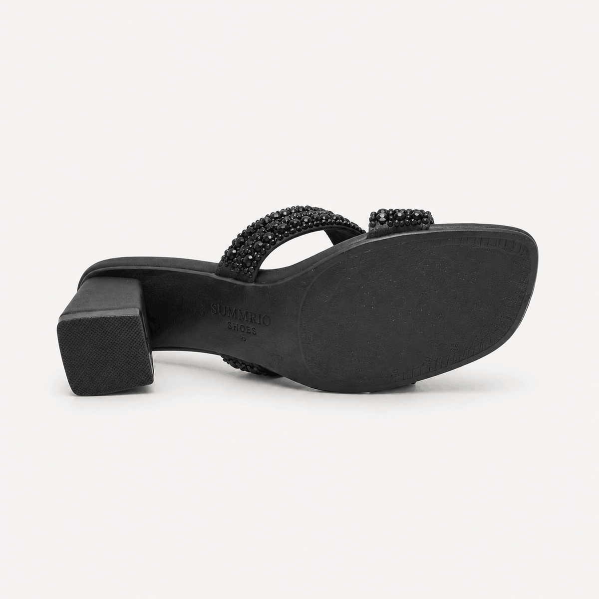 Black Fringe Heel Slides in Black - view 5