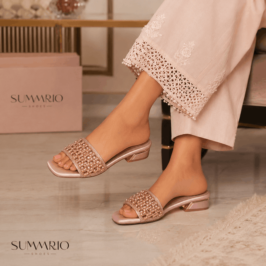 Tan Studded Slides