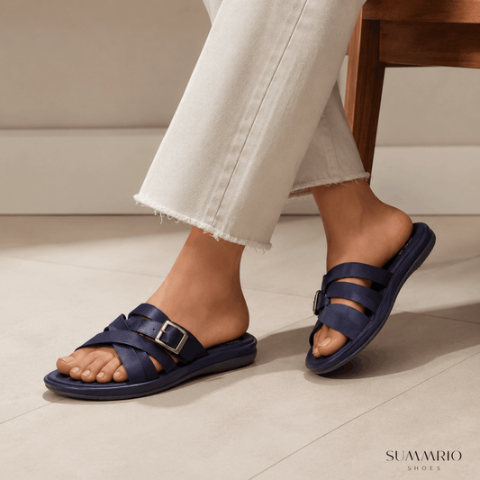 Navy Knot Comfort Slides