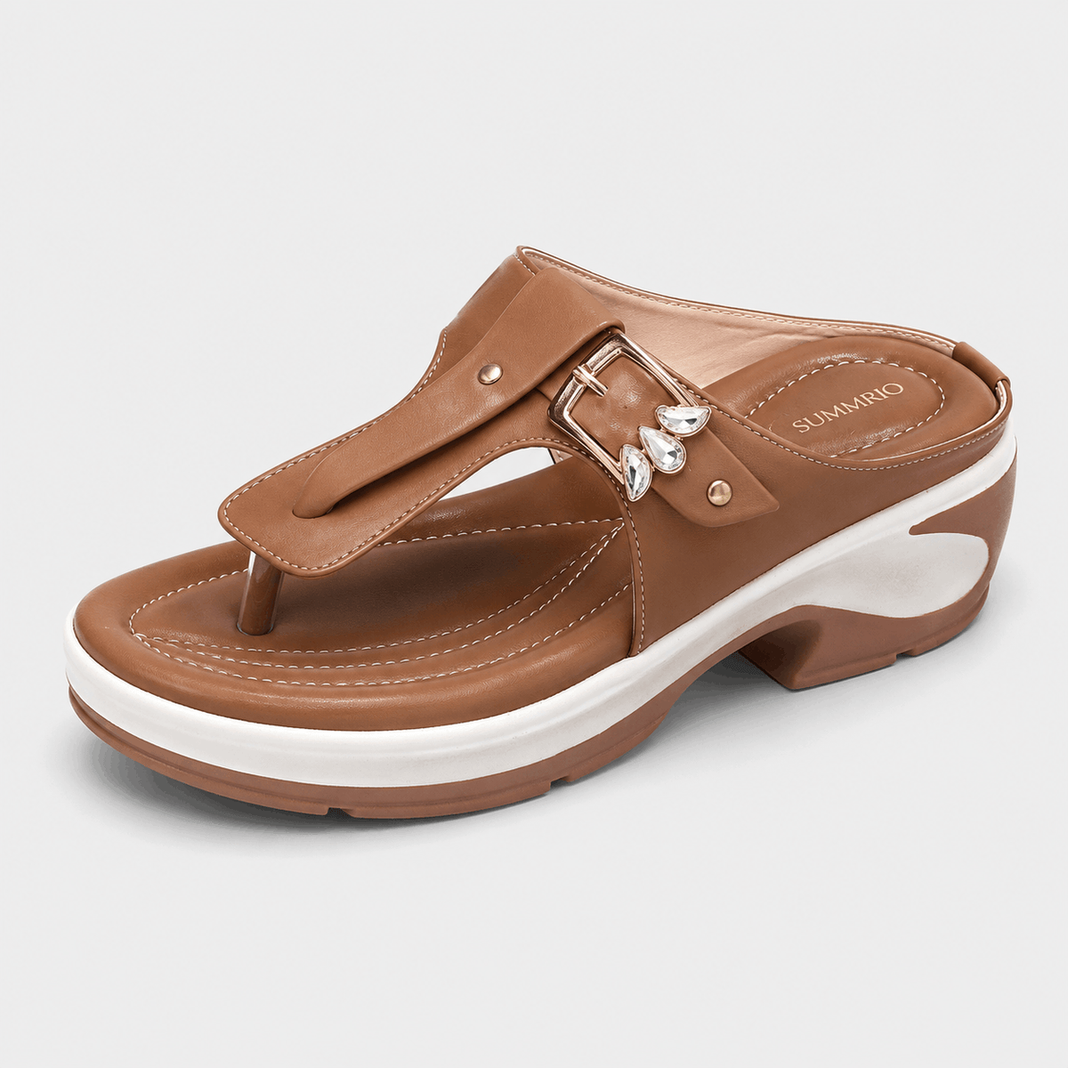 Walnut Buckle Comfort Sandals in Walnut Brown - view 1