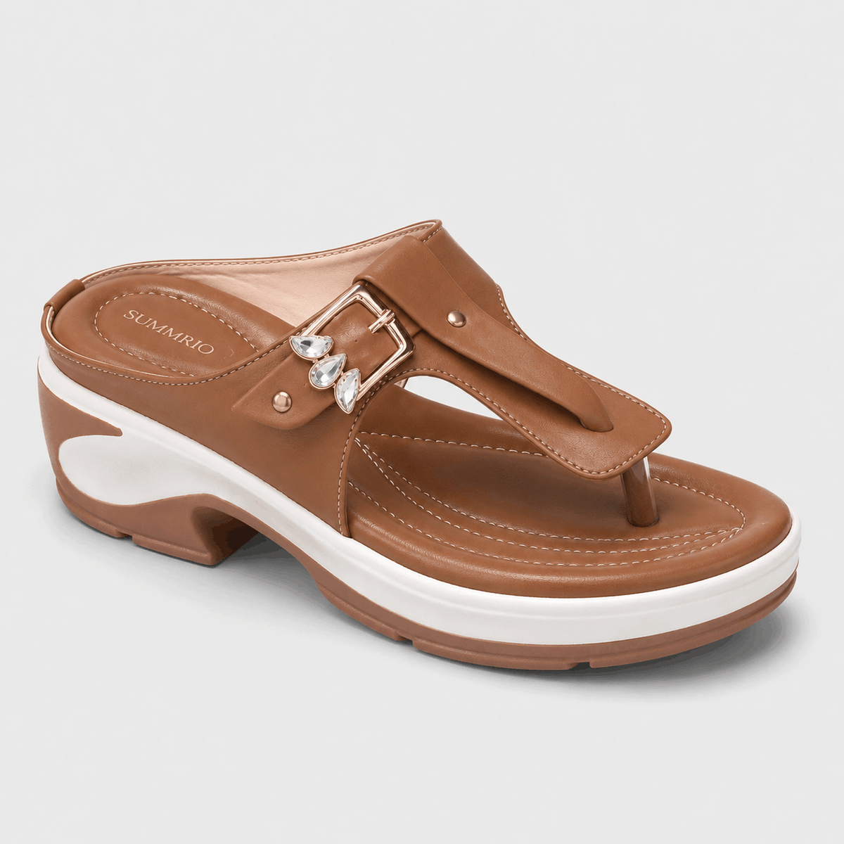 Walnut Buckle Comfort Sandals in Walnut Brown - view 4