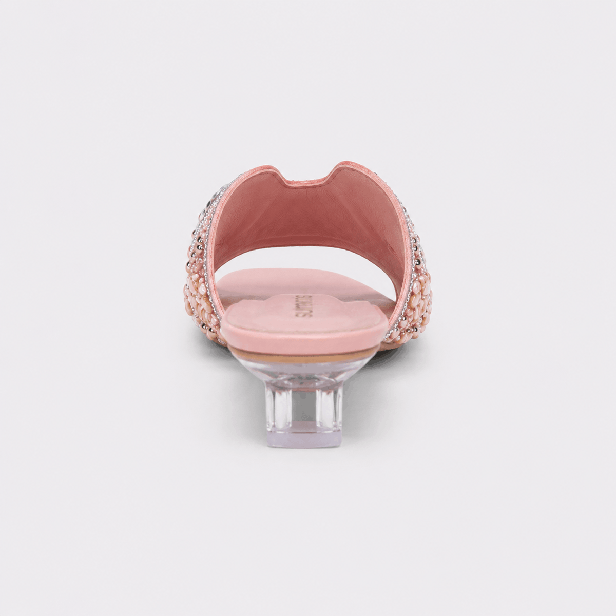 Nude Crystal Bow Slides in Nude Pink - view 4