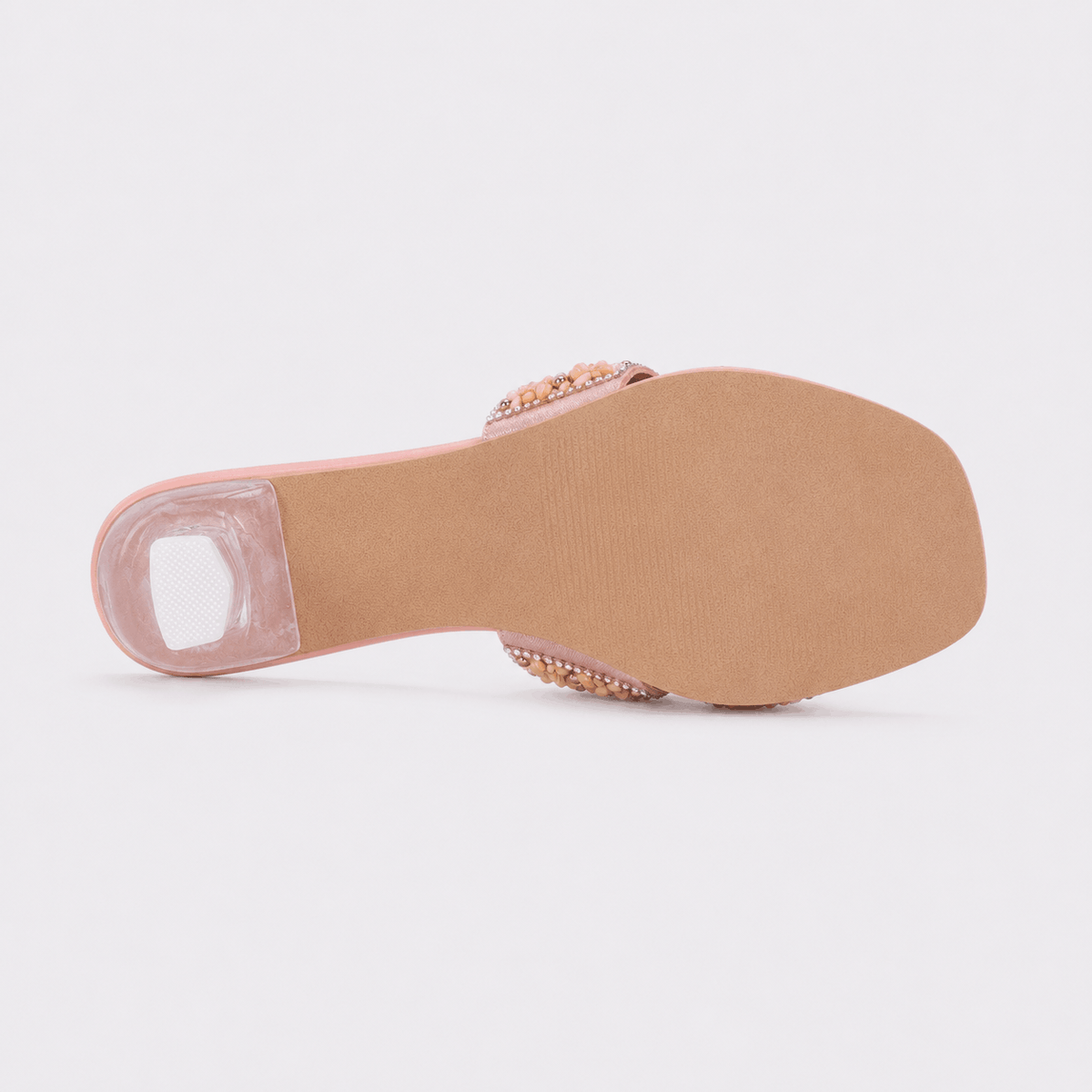Nude Crystal Bow Slides in Nude Pink - view 5