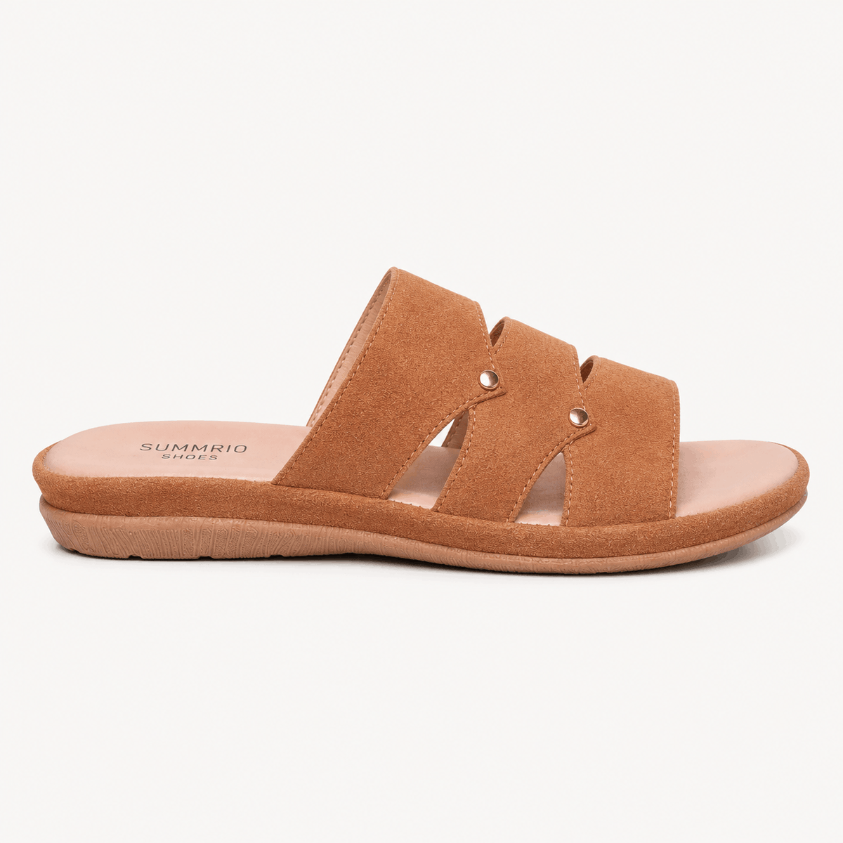 Peach Triple-Strap Slides in Peach - view 2