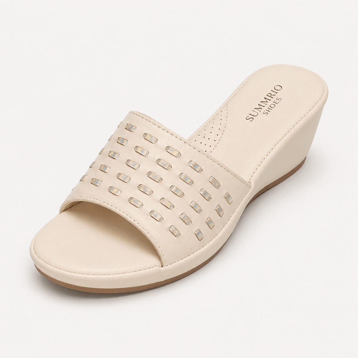 Cream Woven Ballerinas in Cream - view 1