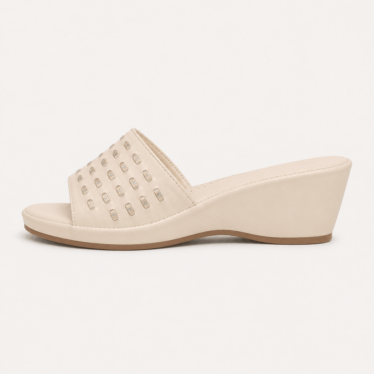 Cream Woven Ballerinas in Cream - view 2