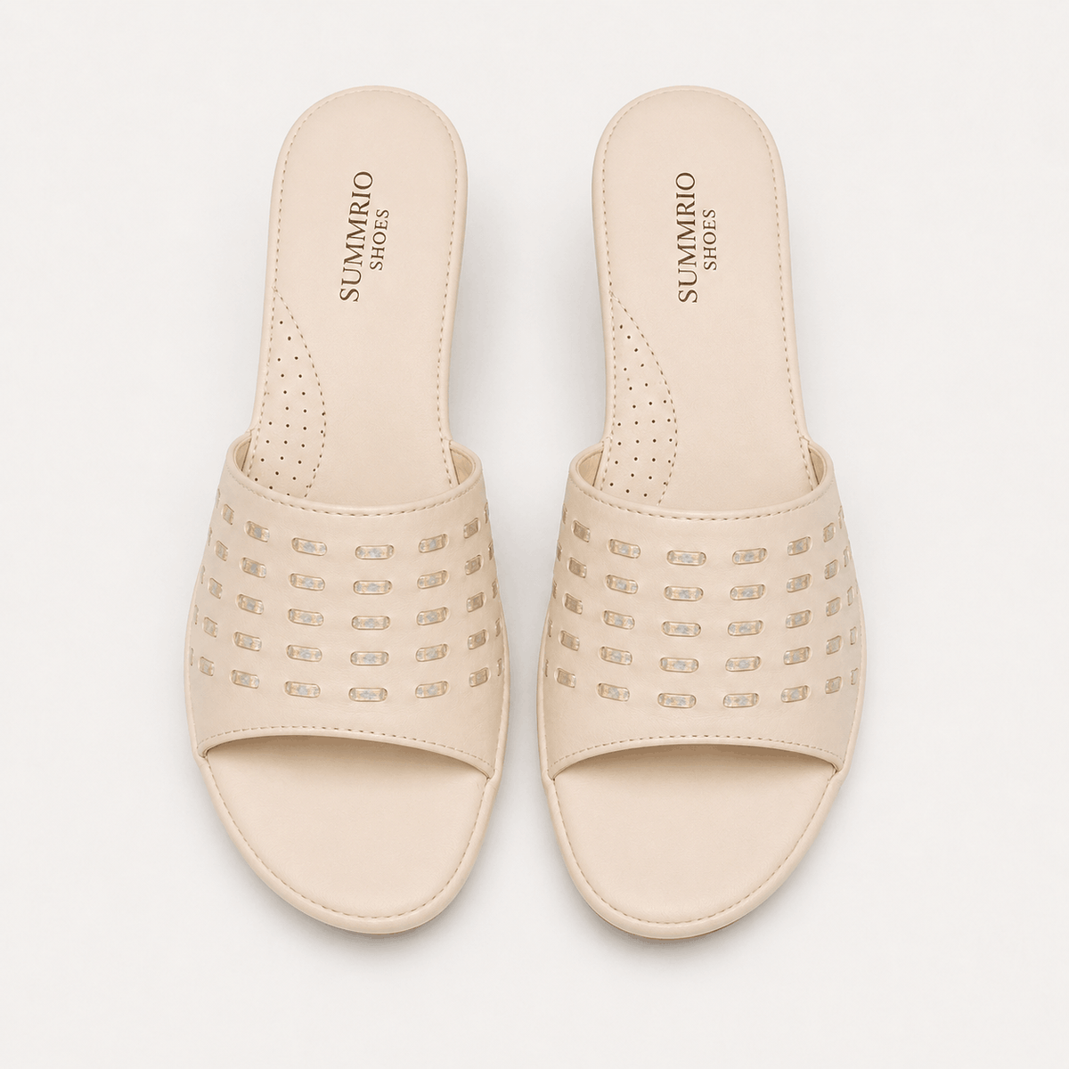 Cream Woven Ballerinas in Cream - view 3