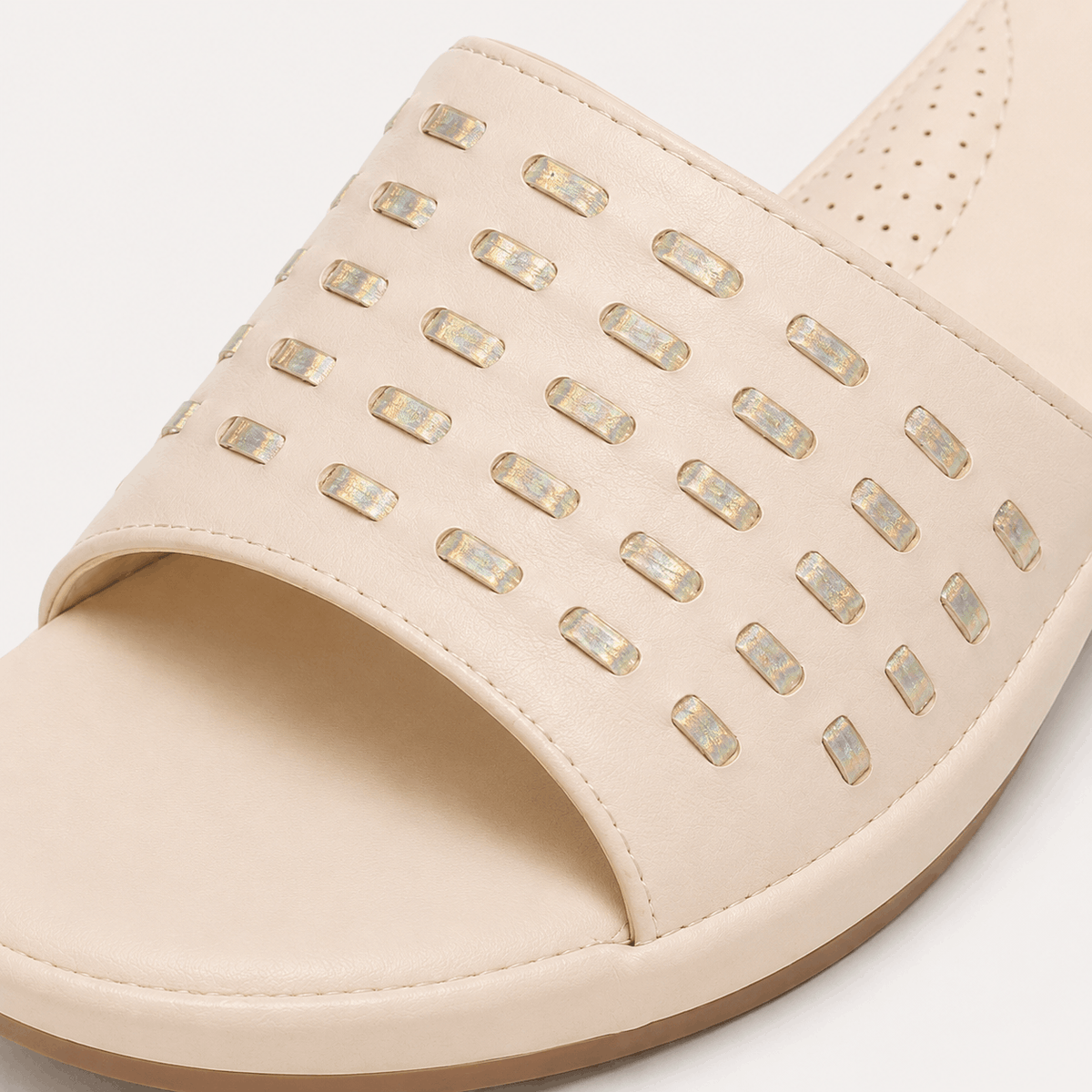 Cream Woven Ballerinas in Cream - view 6