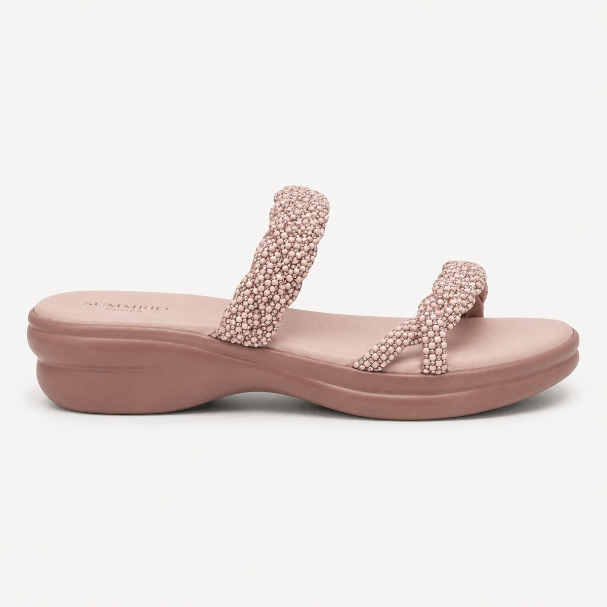Blush Pearl Slide Sandals in Blush Pink - view 2