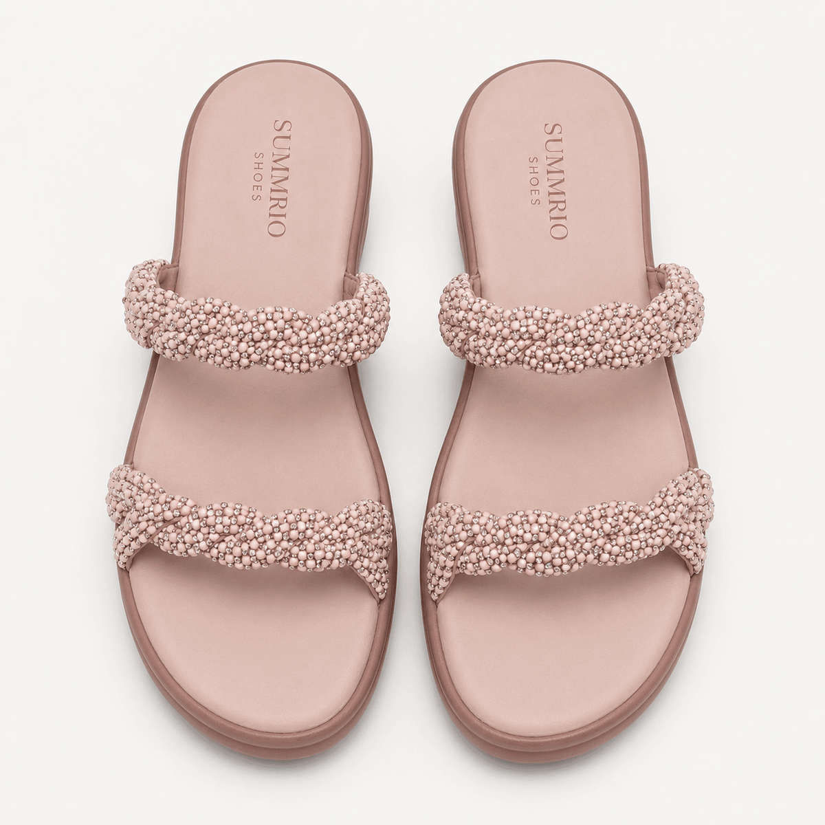 Blush Pearl Slide Sandals in Blush Pink - view 3