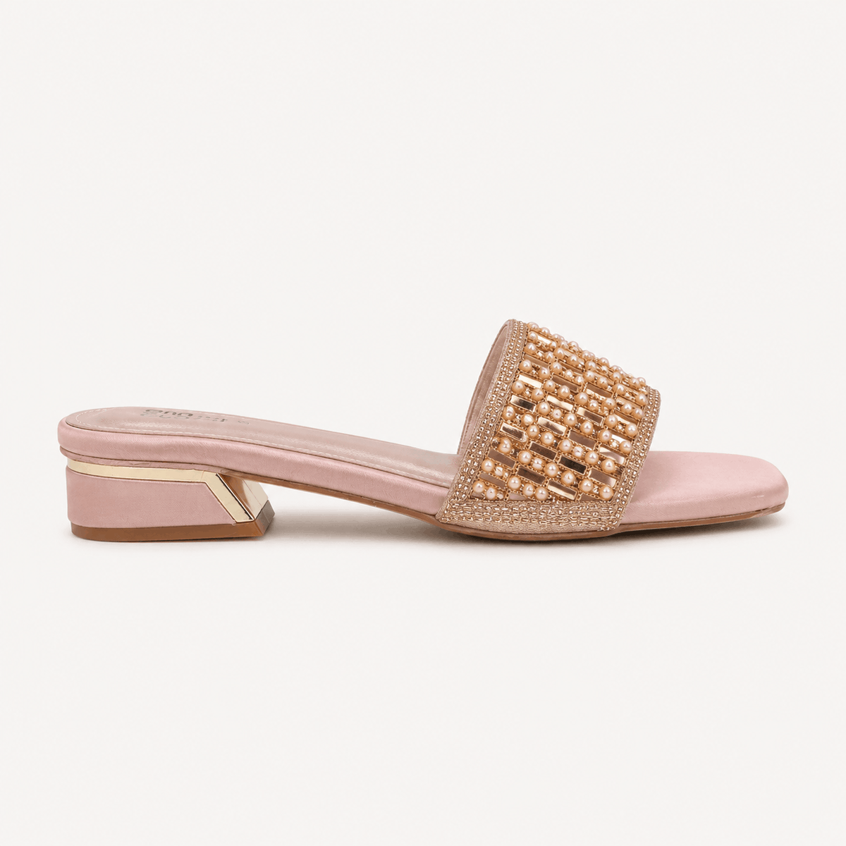 Tan Studded Slides in Tan - view 2
