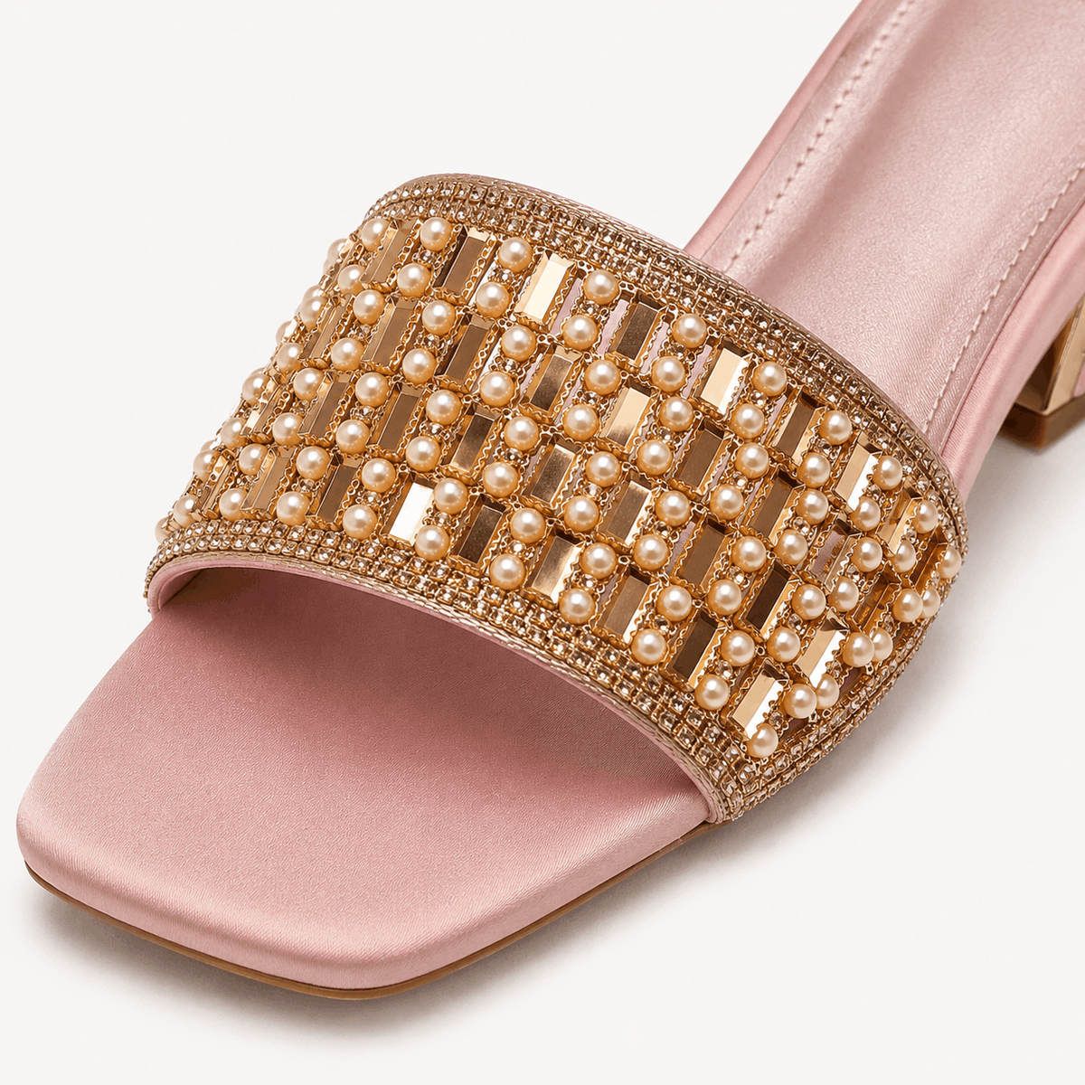 Tan Studded Slides in Tan - view 6