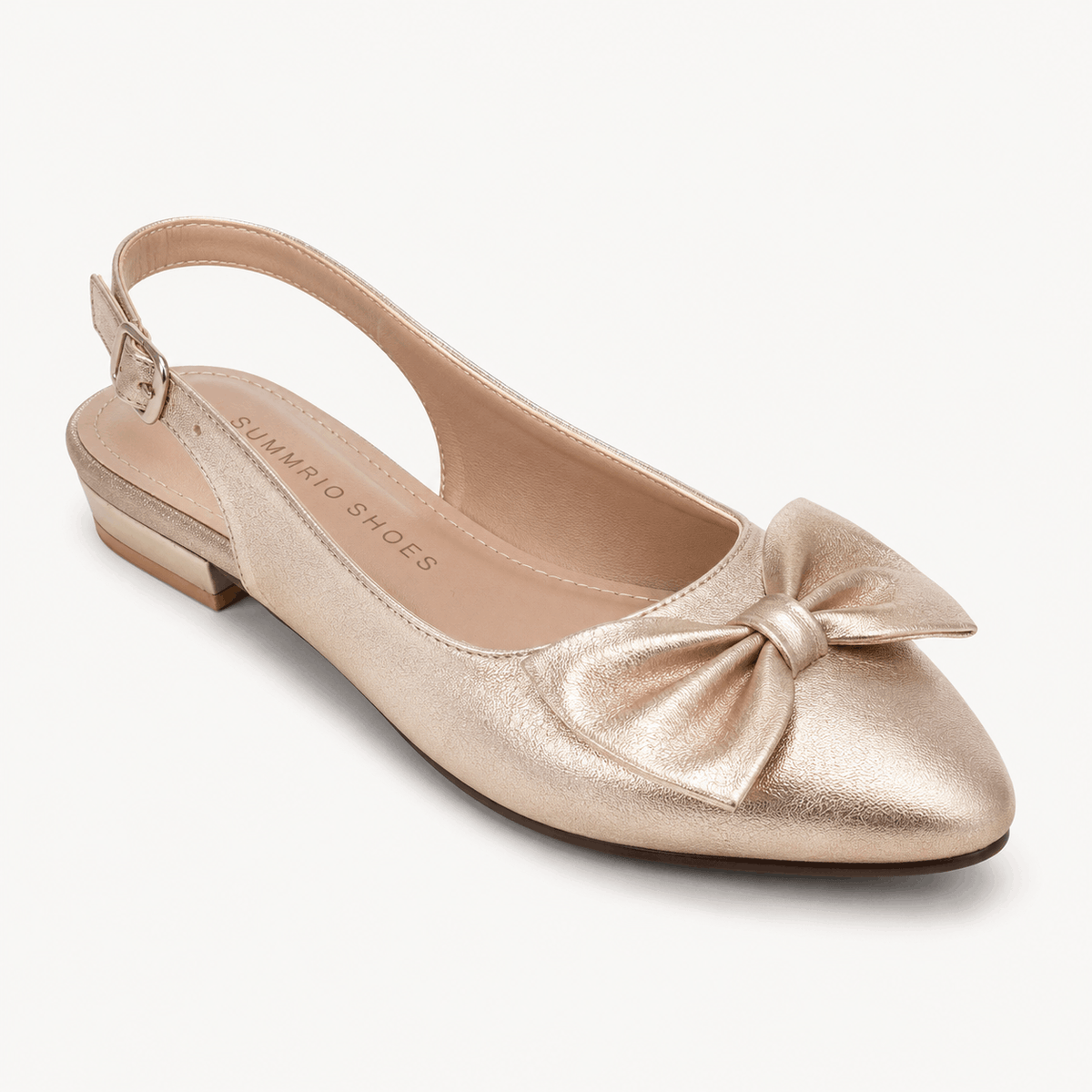 Champagne Metallic Flats in Champagne - view 1