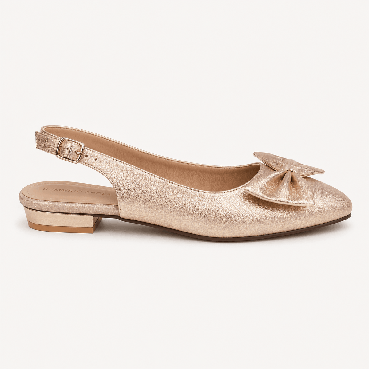 Champagne Metallic Flats in Champagne - view 2