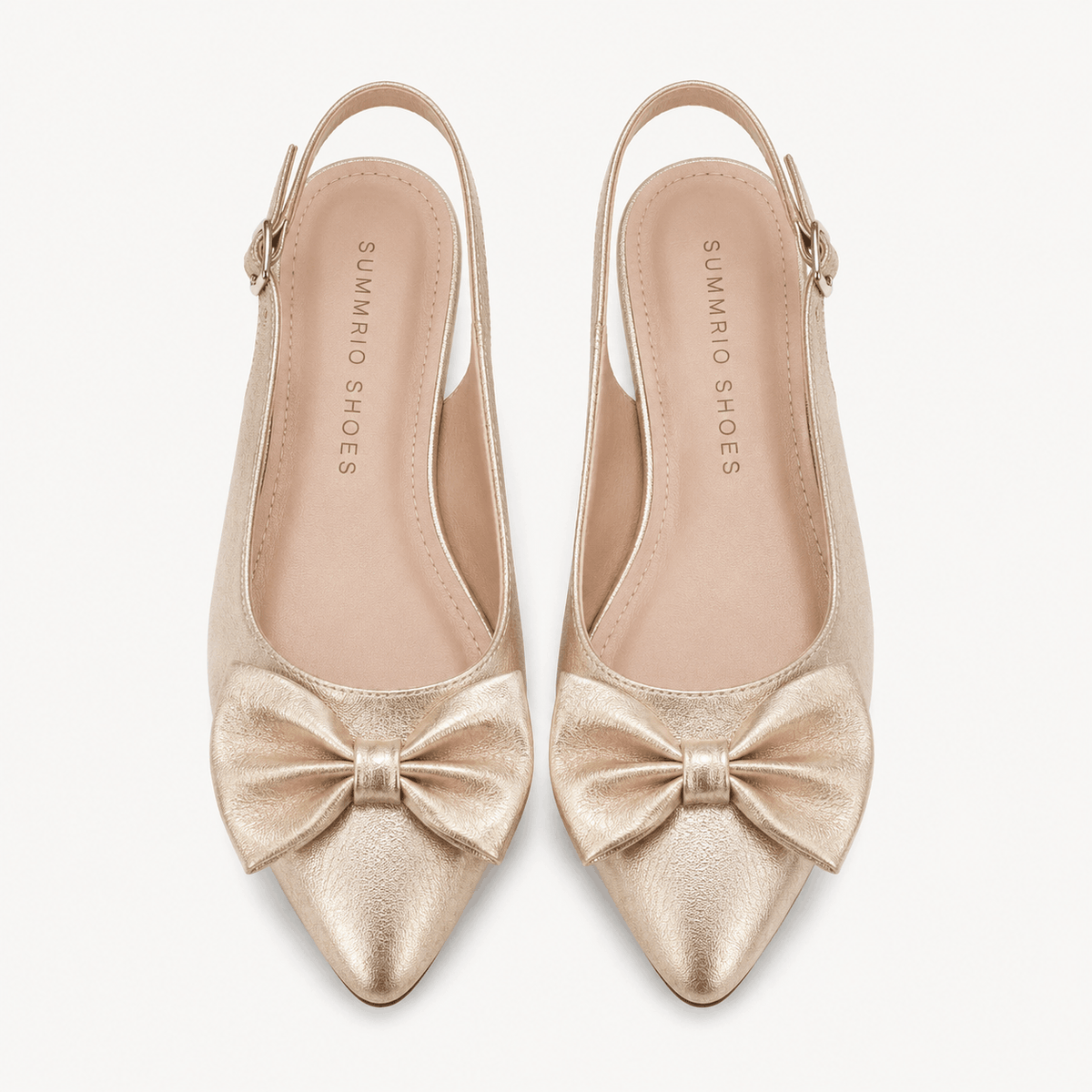 Champagne Metallic Flats in Champagne - view 3