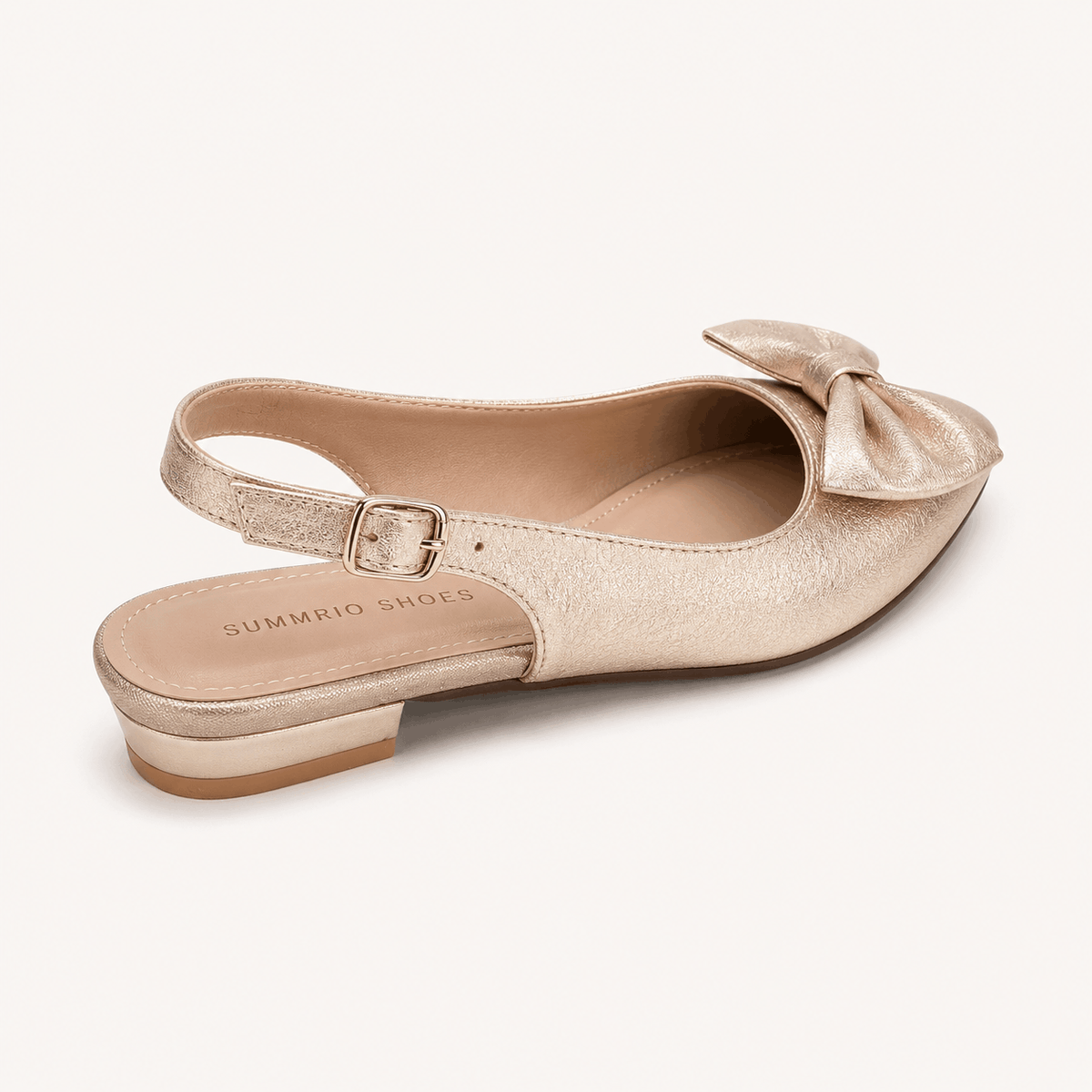 Champagne Metallic Flats in Champagne - view 4