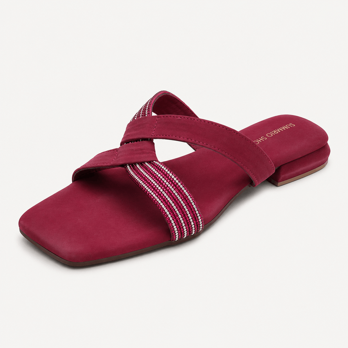 Berry Cross Strap Slides in Berry Pink - view 1