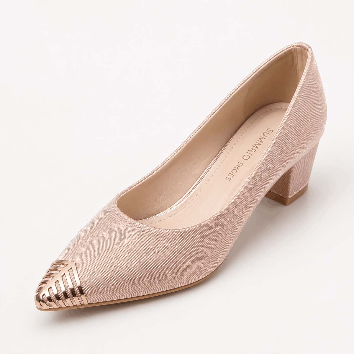 Nude Textured Ballet Flats in Nude Beige - view 1
