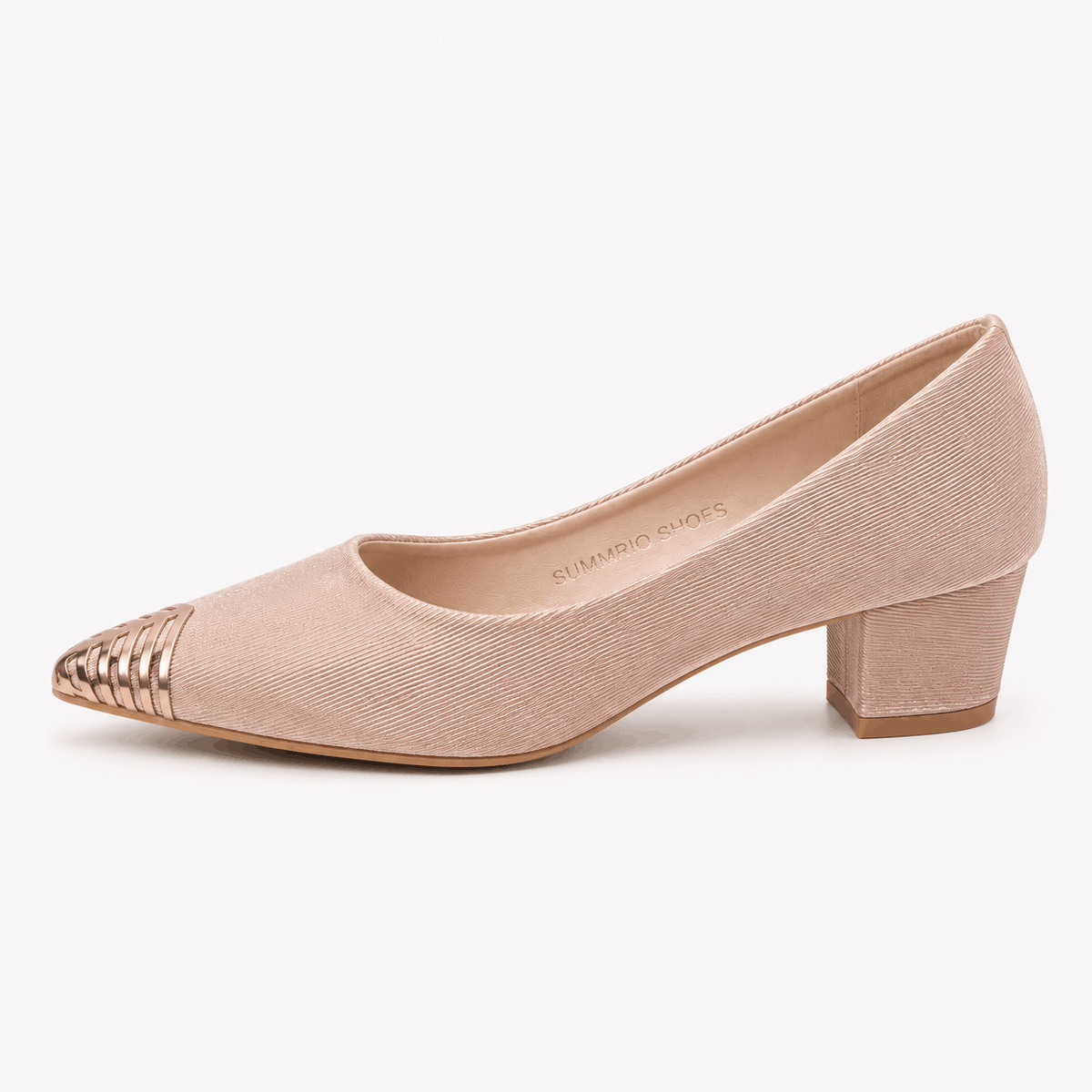 Nude Textured Ballet Flats in Nude Beige - view 2
