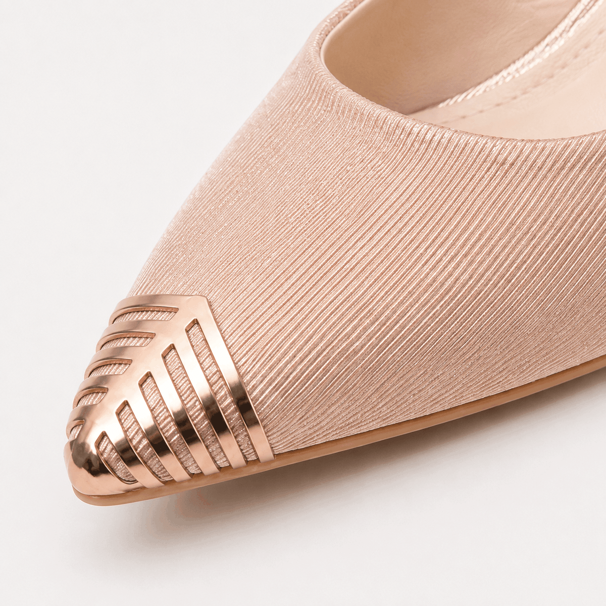 Nude Textured Ballet Flats in Nude Beige - view 6
