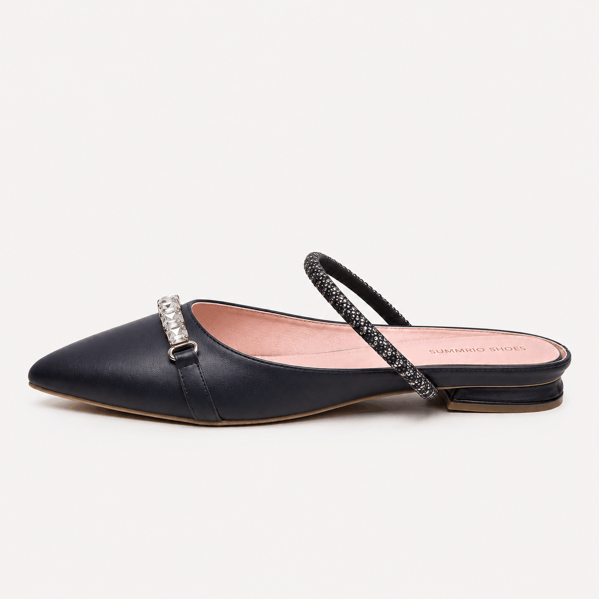 Black Cap-Toe Mary Jane Flats in Black - view 2