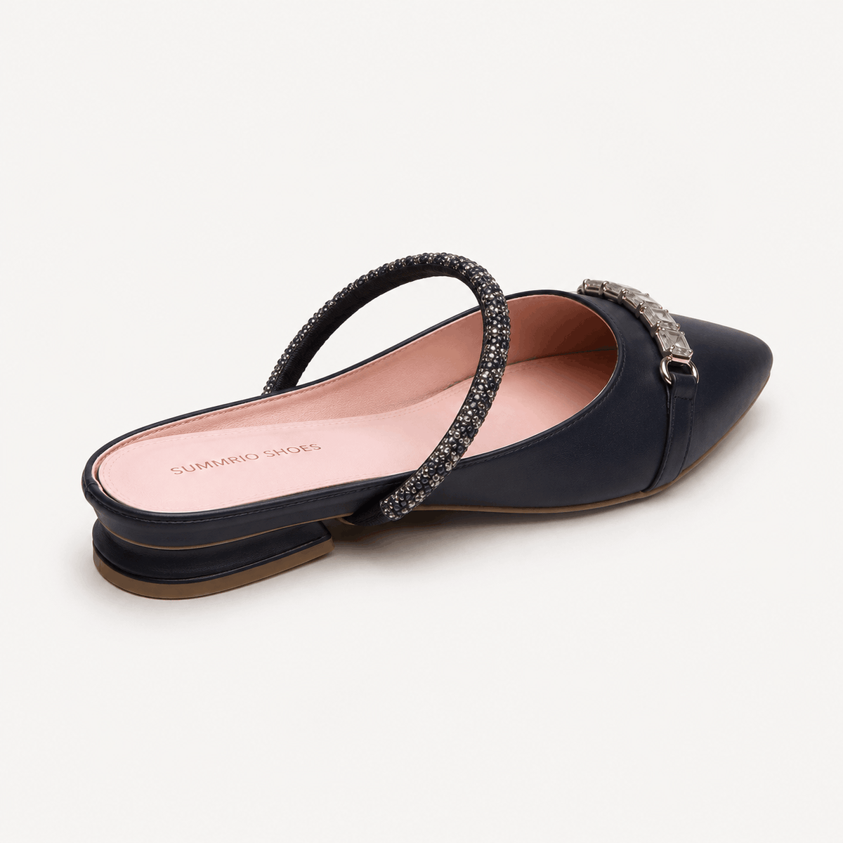 Black Cap-Toe Mary Jane Flats in Black - view 4