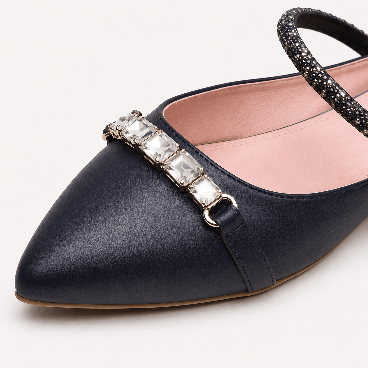 Black Cap-Toe Mary Jane Flats in Black - view 6