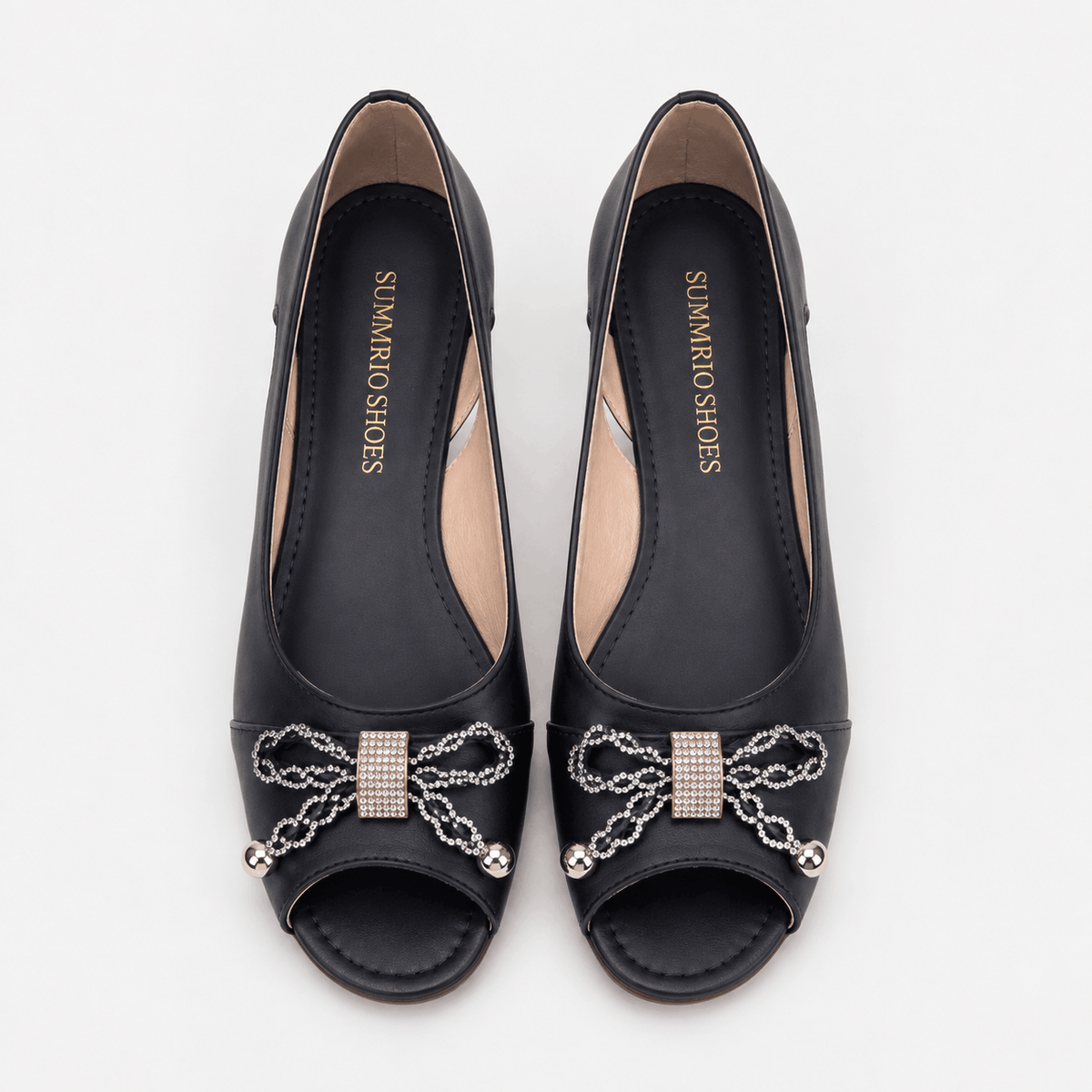 Navy Buckle Ballerinas in Navy Blue - view 2