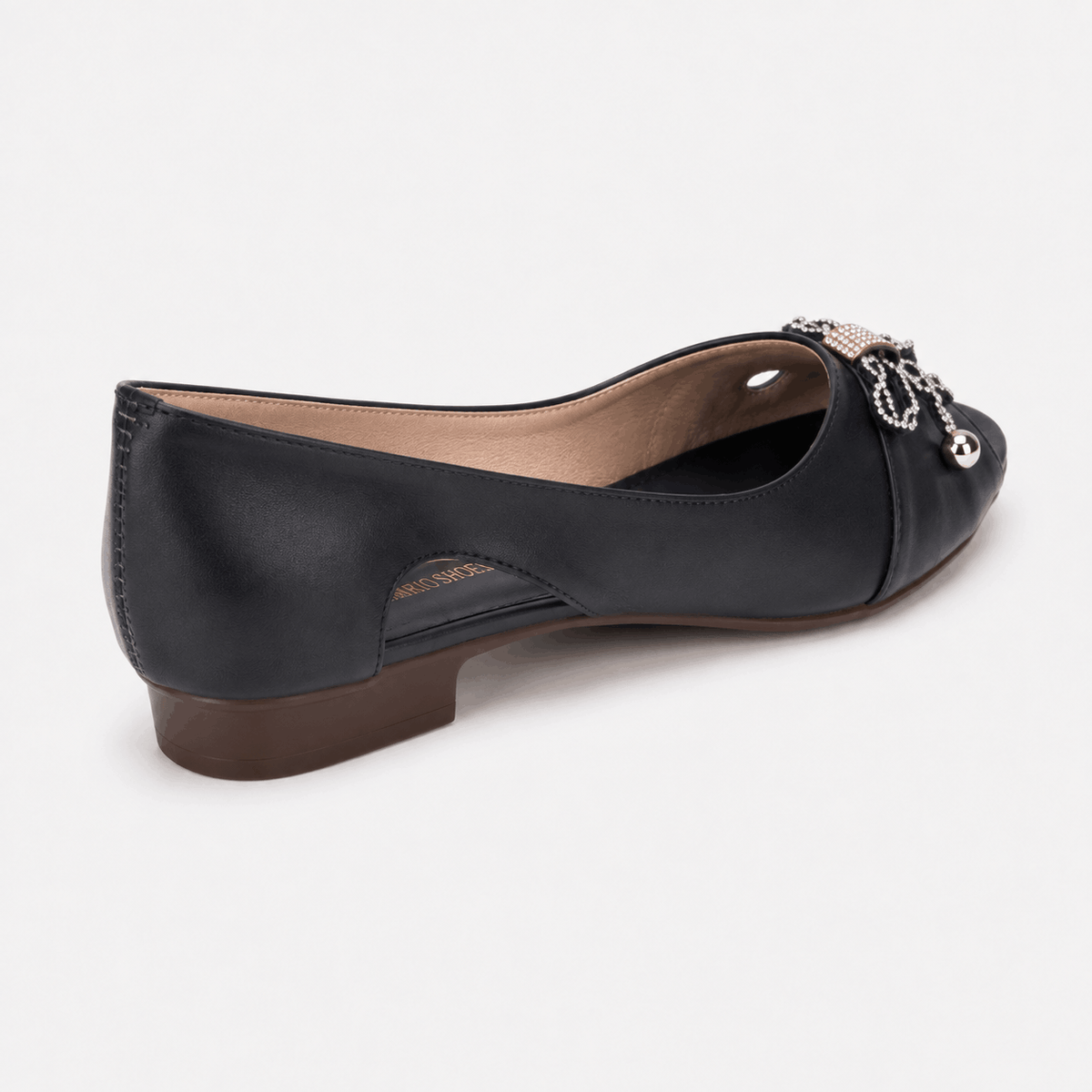 Navy Buckle Ballerinas in Navy Blue - view 3