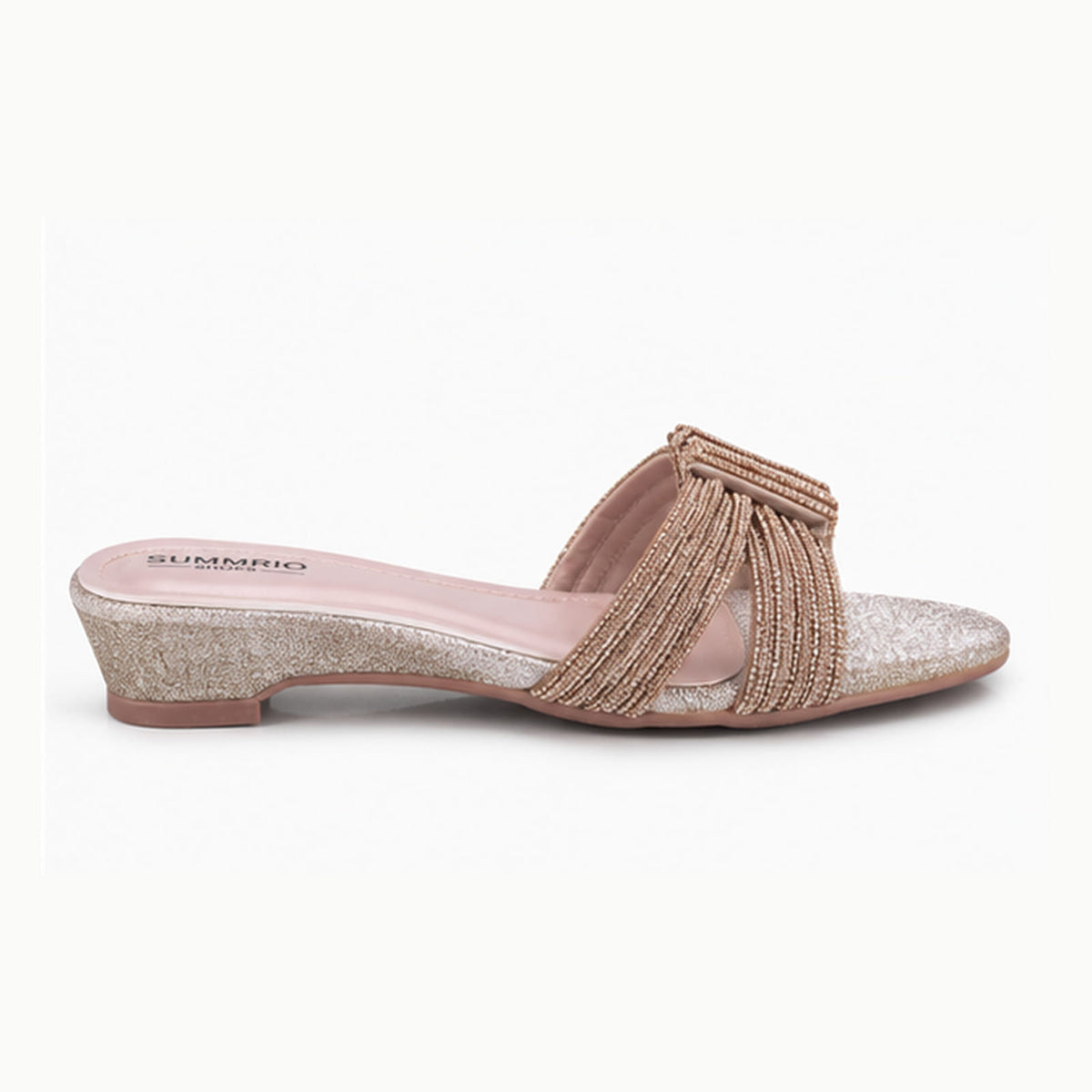 Blush Fringed Slides in Blush Pink - view 2