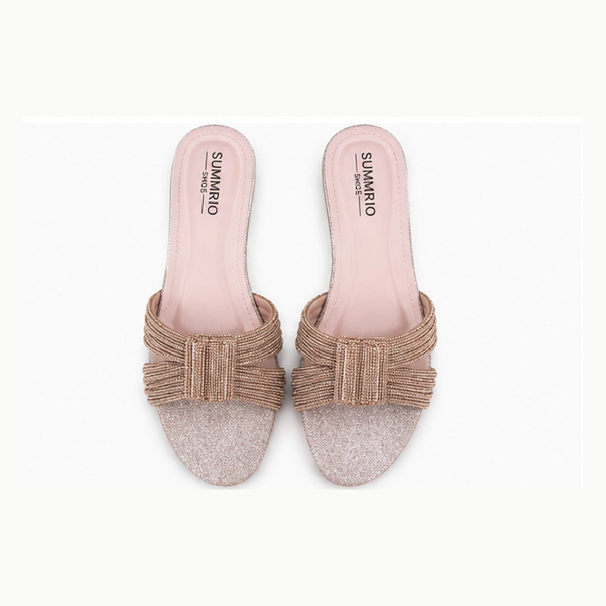 Blush Fringed Slides in Blush Pink - view 3