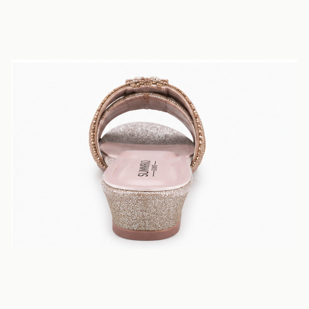 Blush Fringed Slides in Blush Pink - view 4