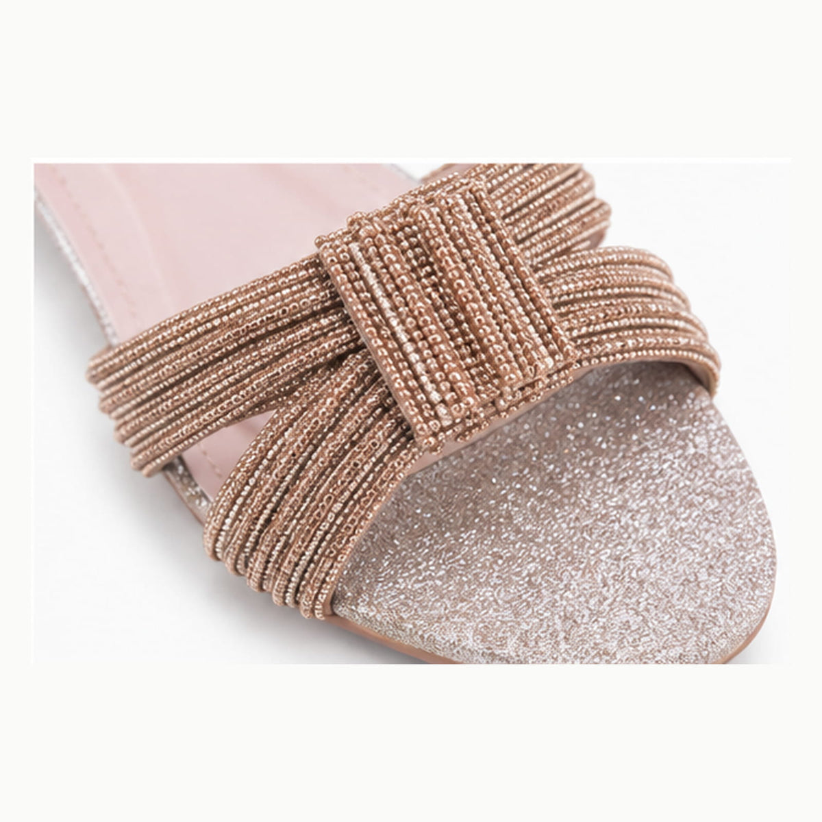Blush Fringed Slides in Blush Pink - view 6