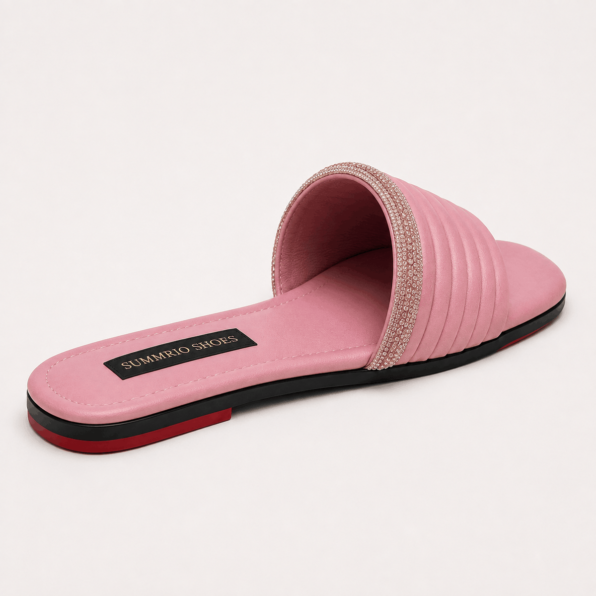 Pink Ribbed Slides in Soft Pink - view 3