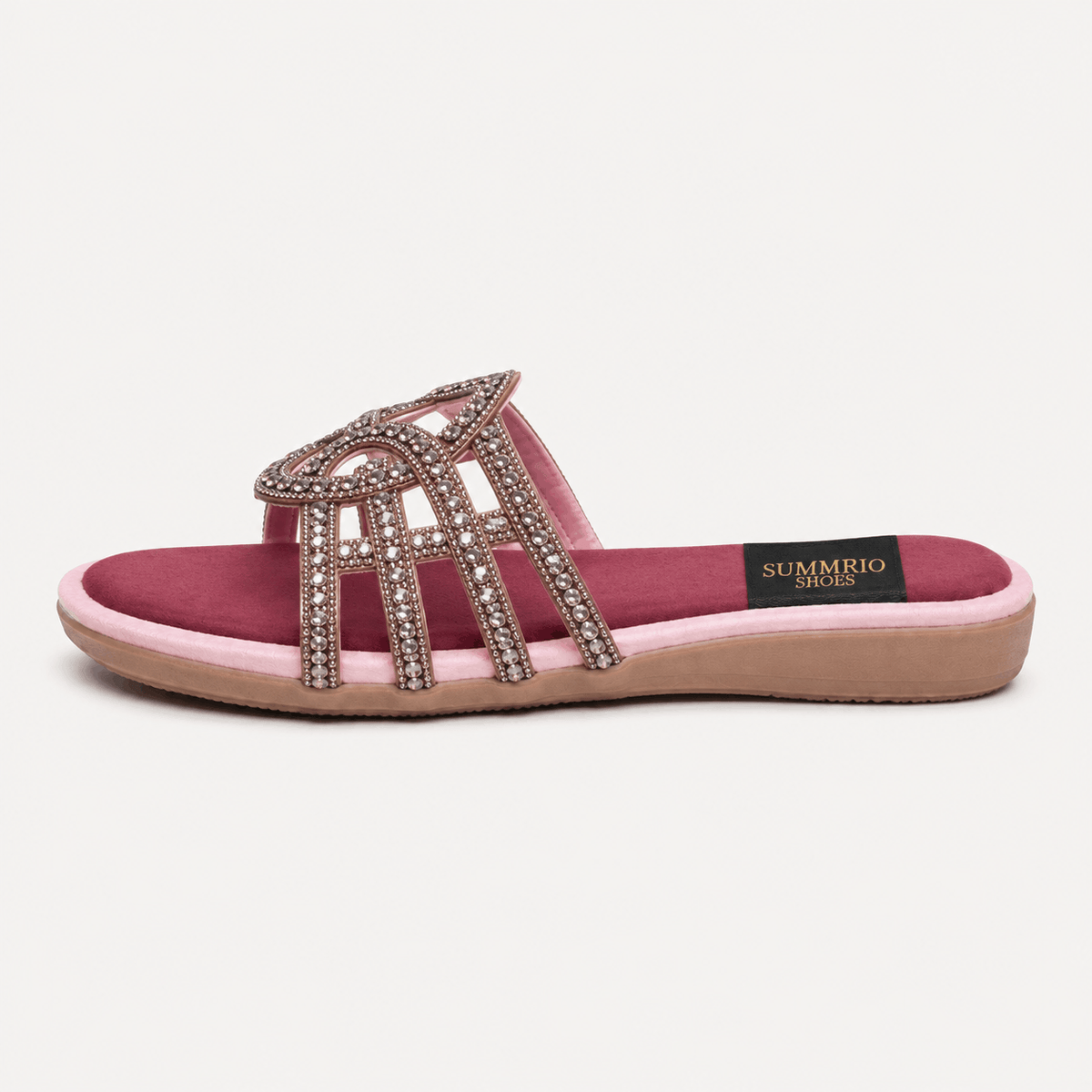 Maroon Studded Slides in Maroon - view 2
