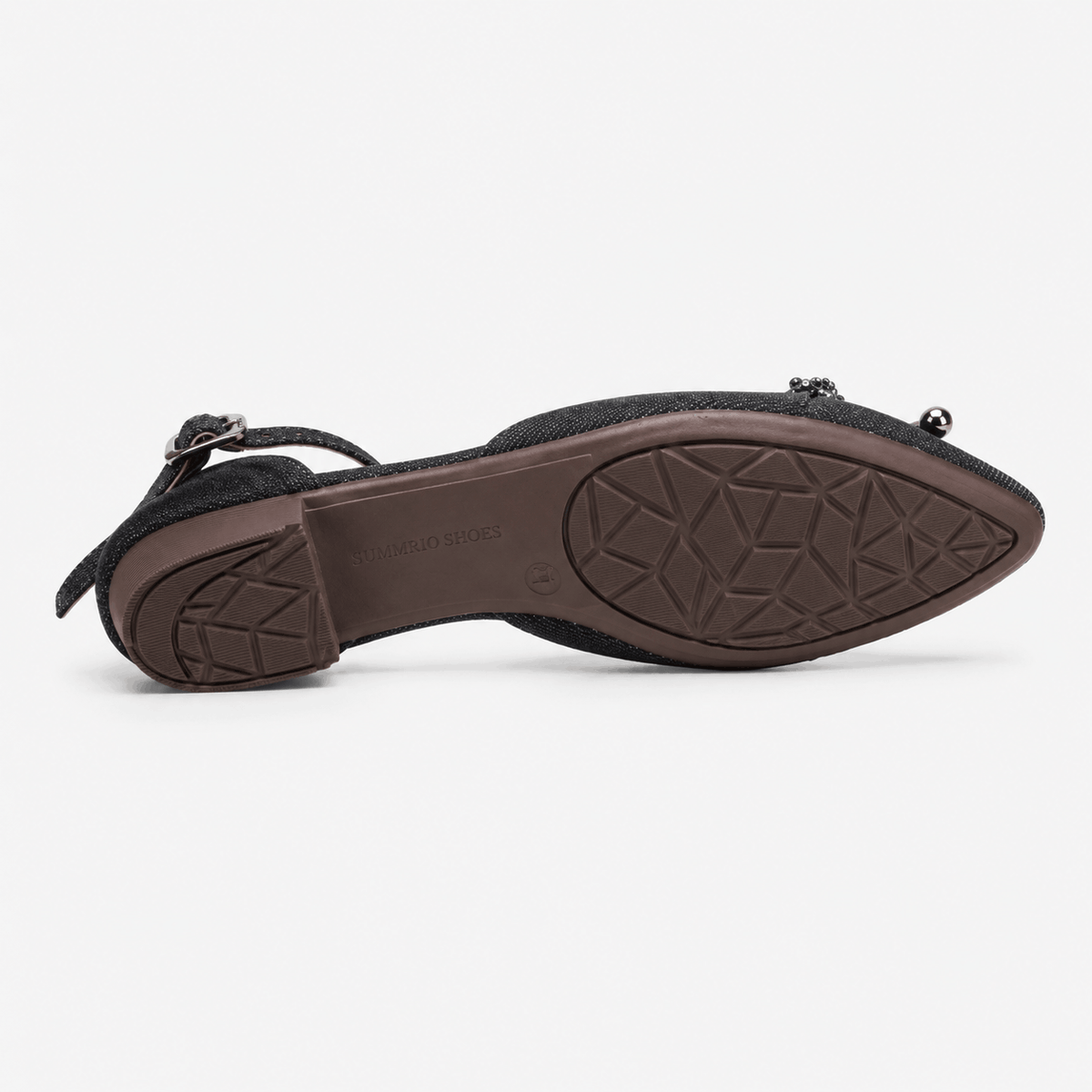 Black Textured Bow Flats in Black - view 5