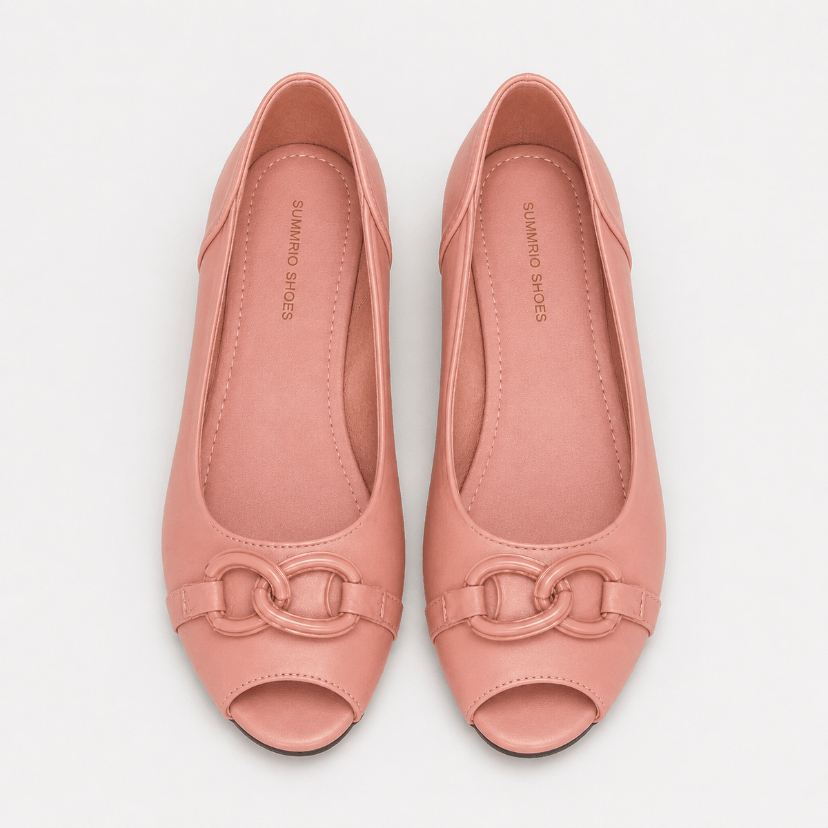 Peach Chain Ballet Flats in Peach - view 3