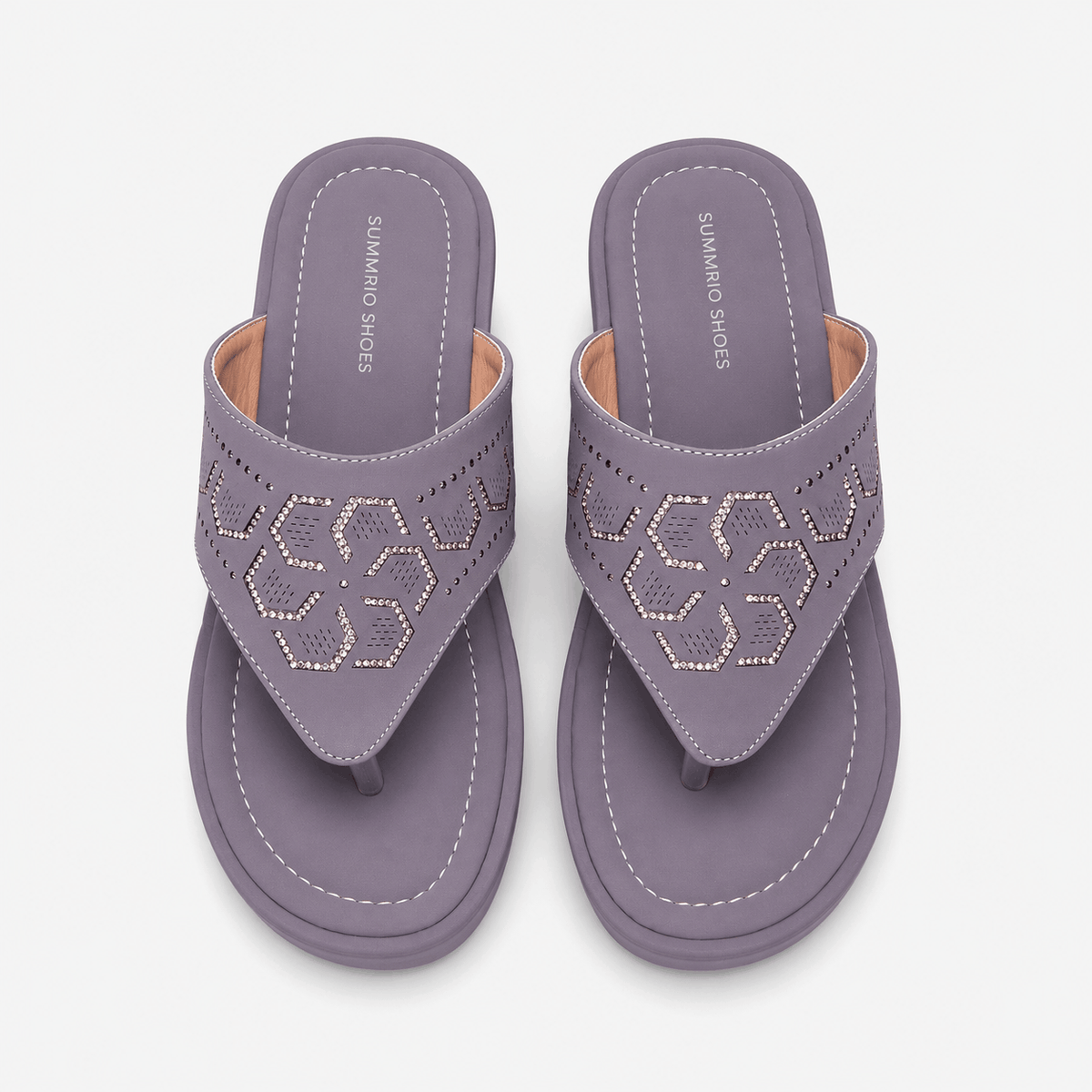 Lilac Crossband Wedge Slides in Lilac - view 1