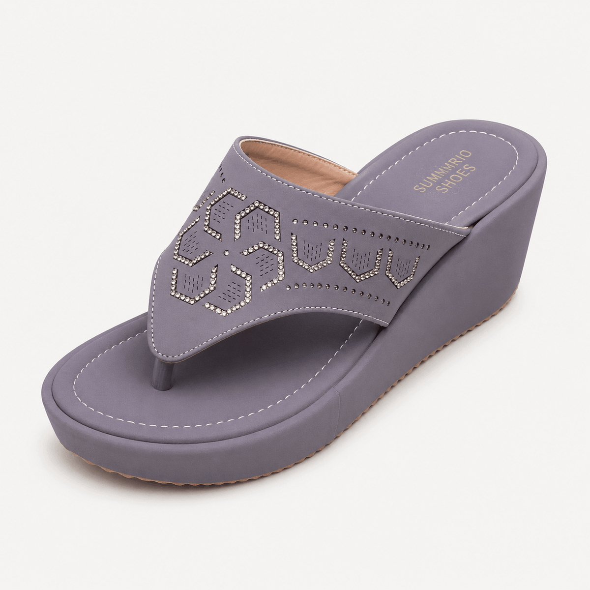 Lilac Crossband Wedge Slides in Lilac - view 2