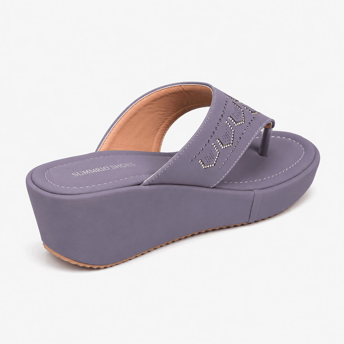 Lilac Crossband Wedge Slides in Lilac - view 4