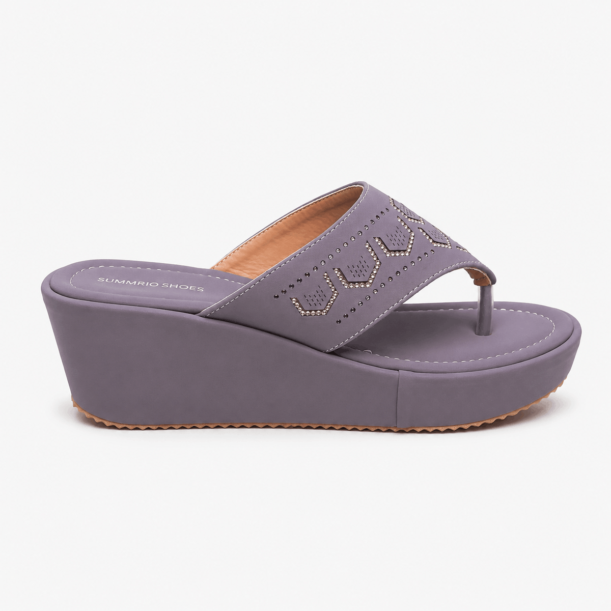 Lilac Crossband Wedge Slides in Lilac - view 5
