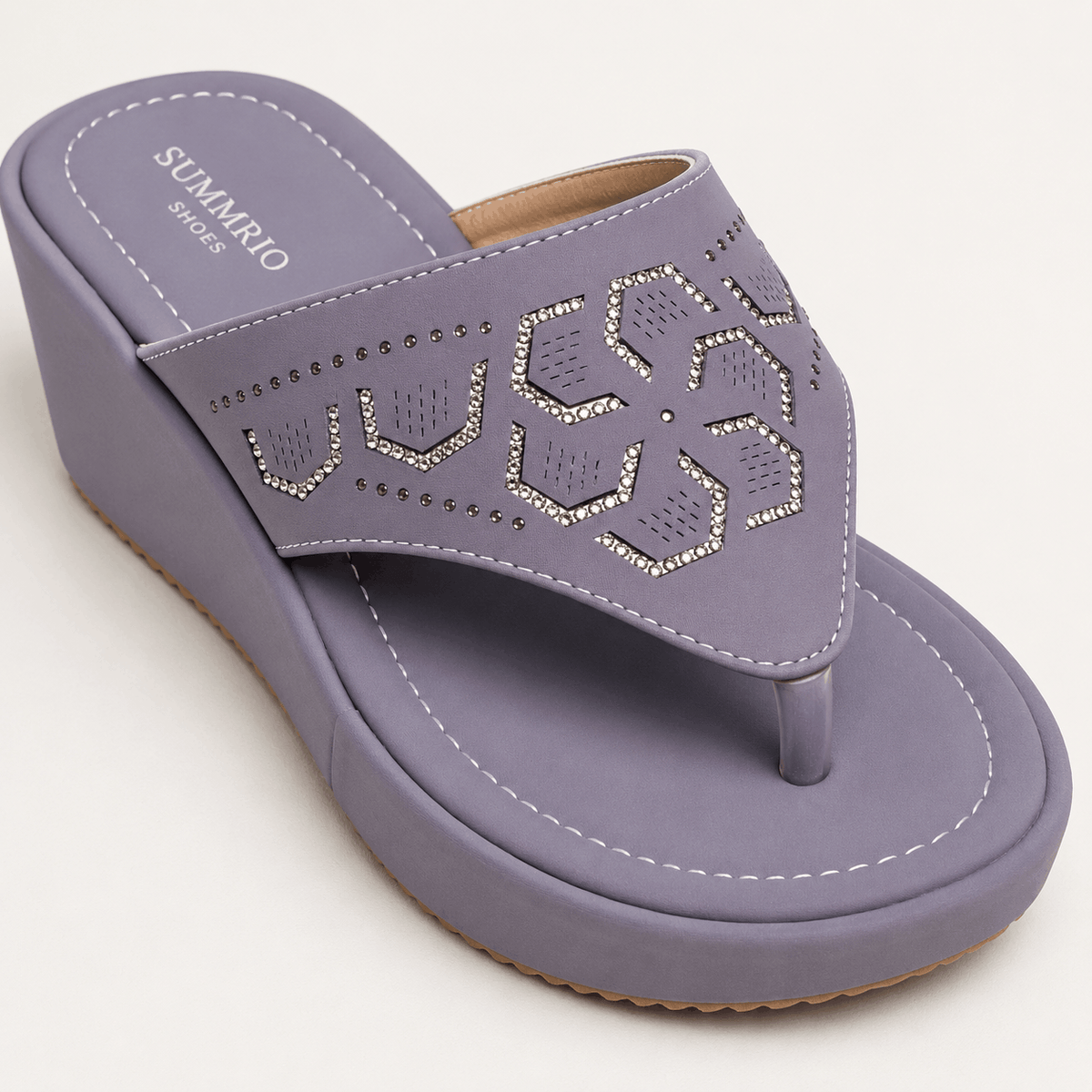 Lilac Crossband Wedge Slides in Lilac - view 6