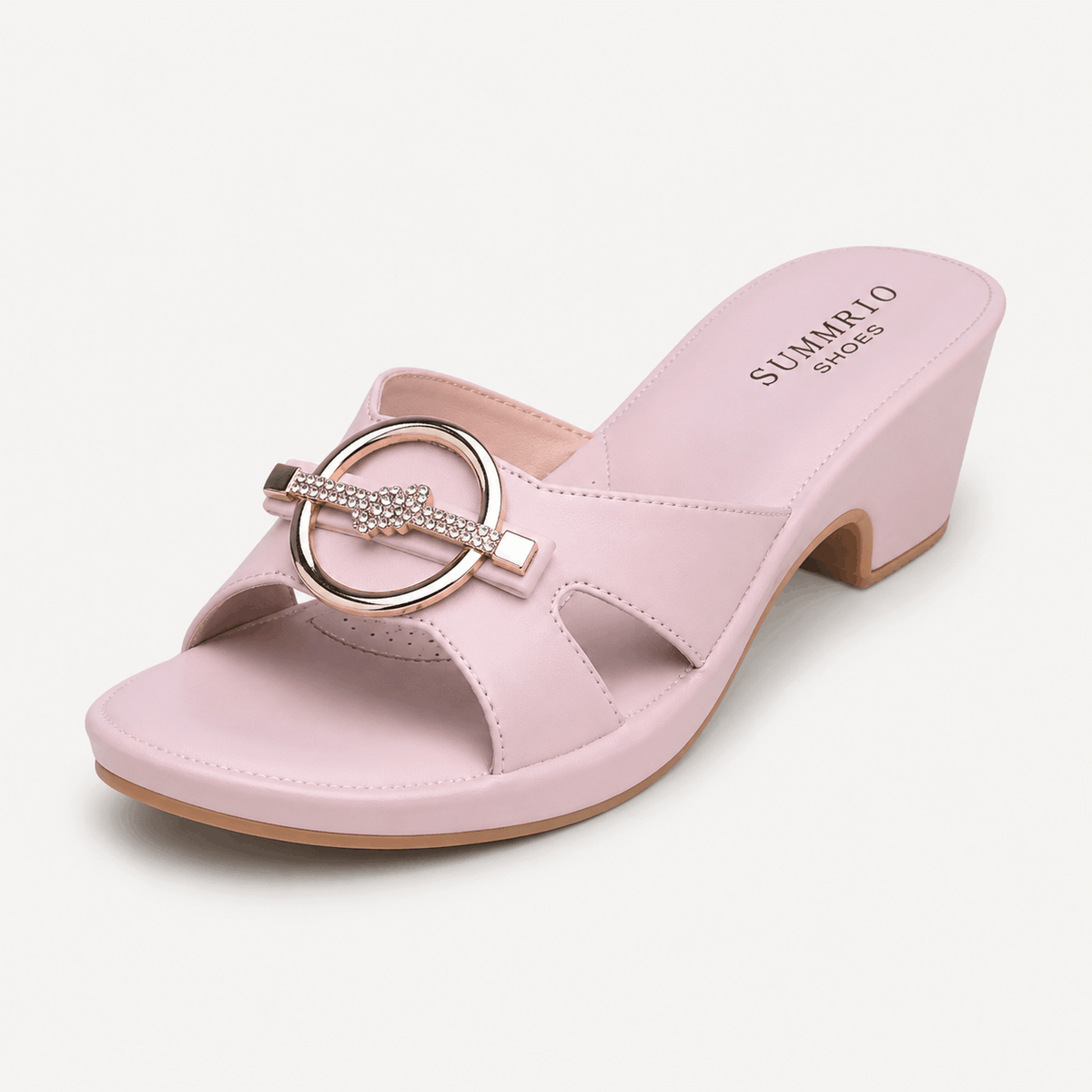 Blush Buckle Mule Heels in Blush Pink - view 1