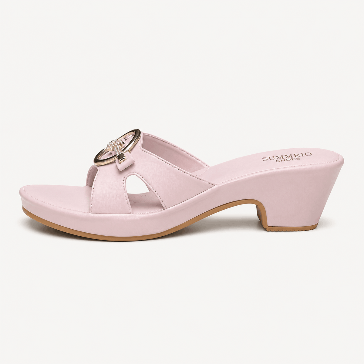 Blush Buckle Mule Heels in Blush Pink - view 2