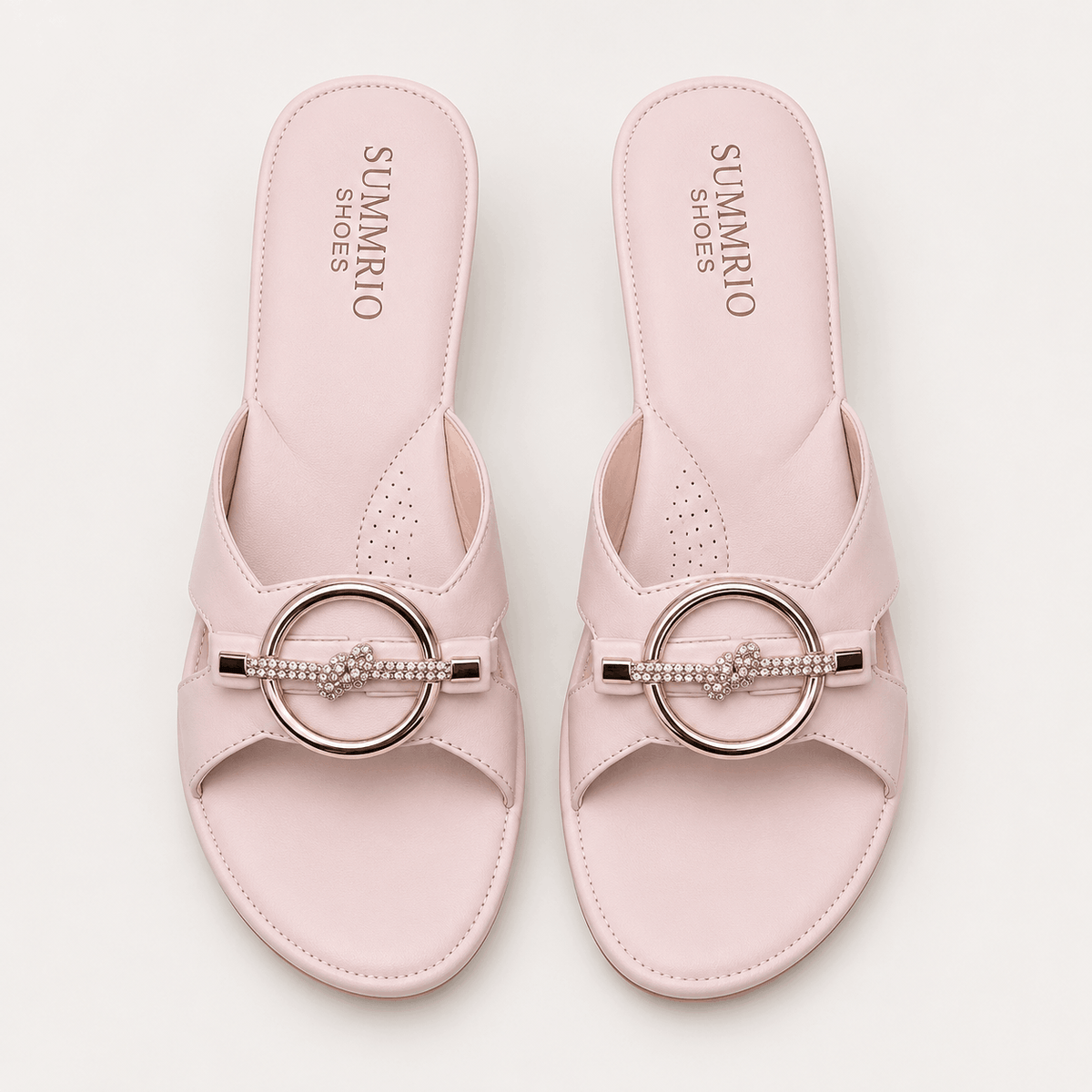Blush Buckle Mule Heels in Blush Pink - view 3