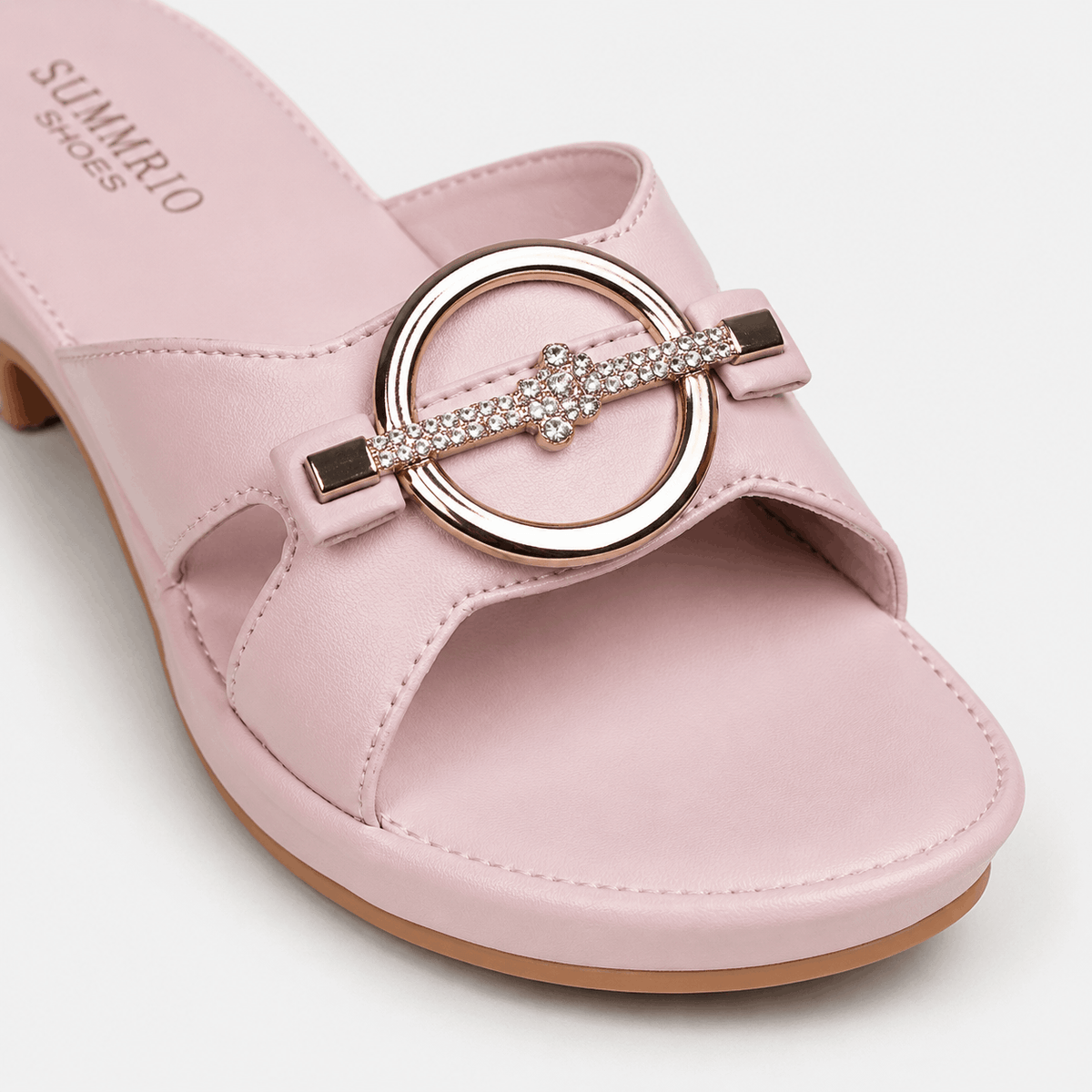 Blush Buckle Mule Heels in Blush Pink - view 6