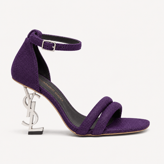 Plum Tie-Up Heel Sandals in Plum - view 2