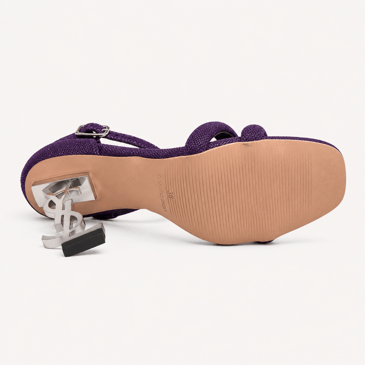 Plum Tie-Up Heel Sandals in Plum - view 4